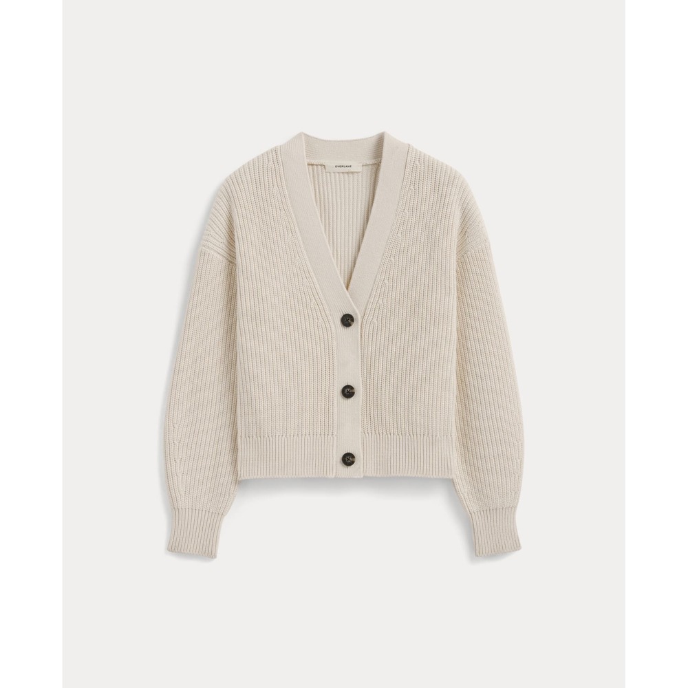 Everlane Women's Boxy Cardigan in Everyday Cotton in Canvas, Size Small